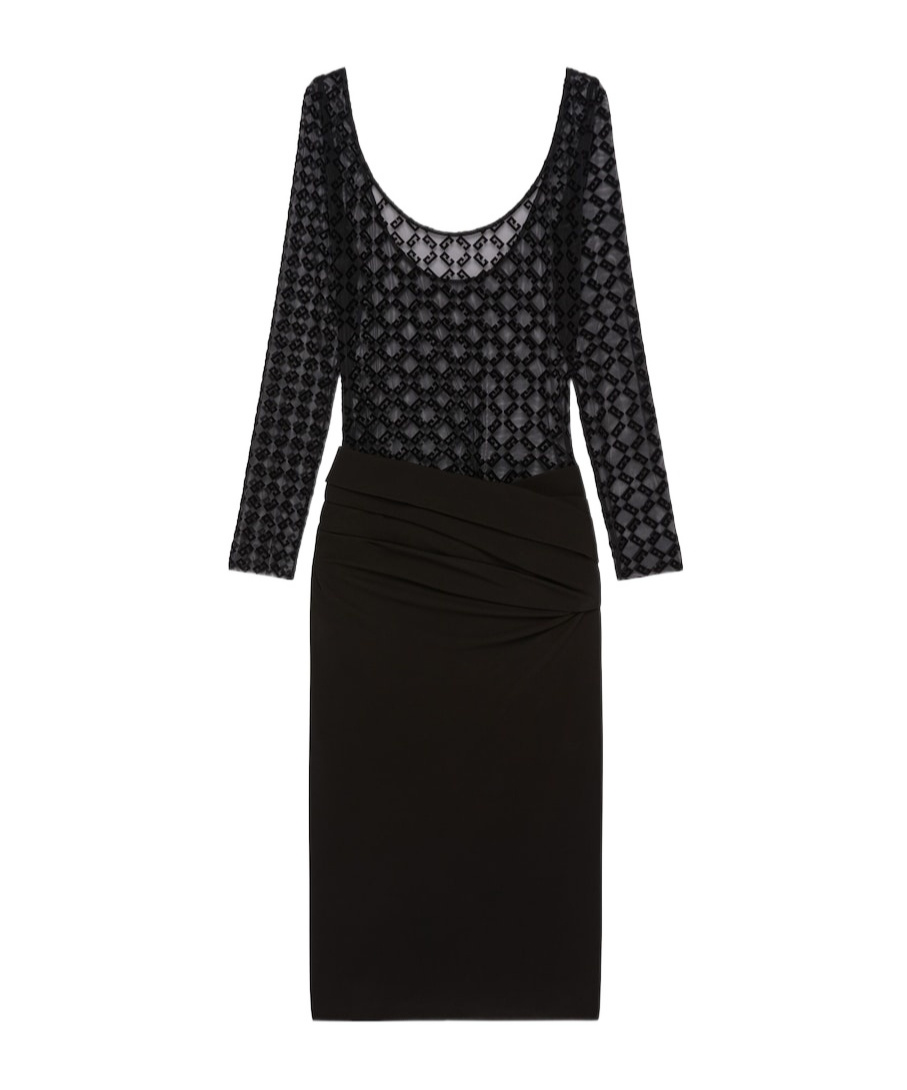 Givenchy Draped Dress In Jersey And Monogram 72 Tulle In Black