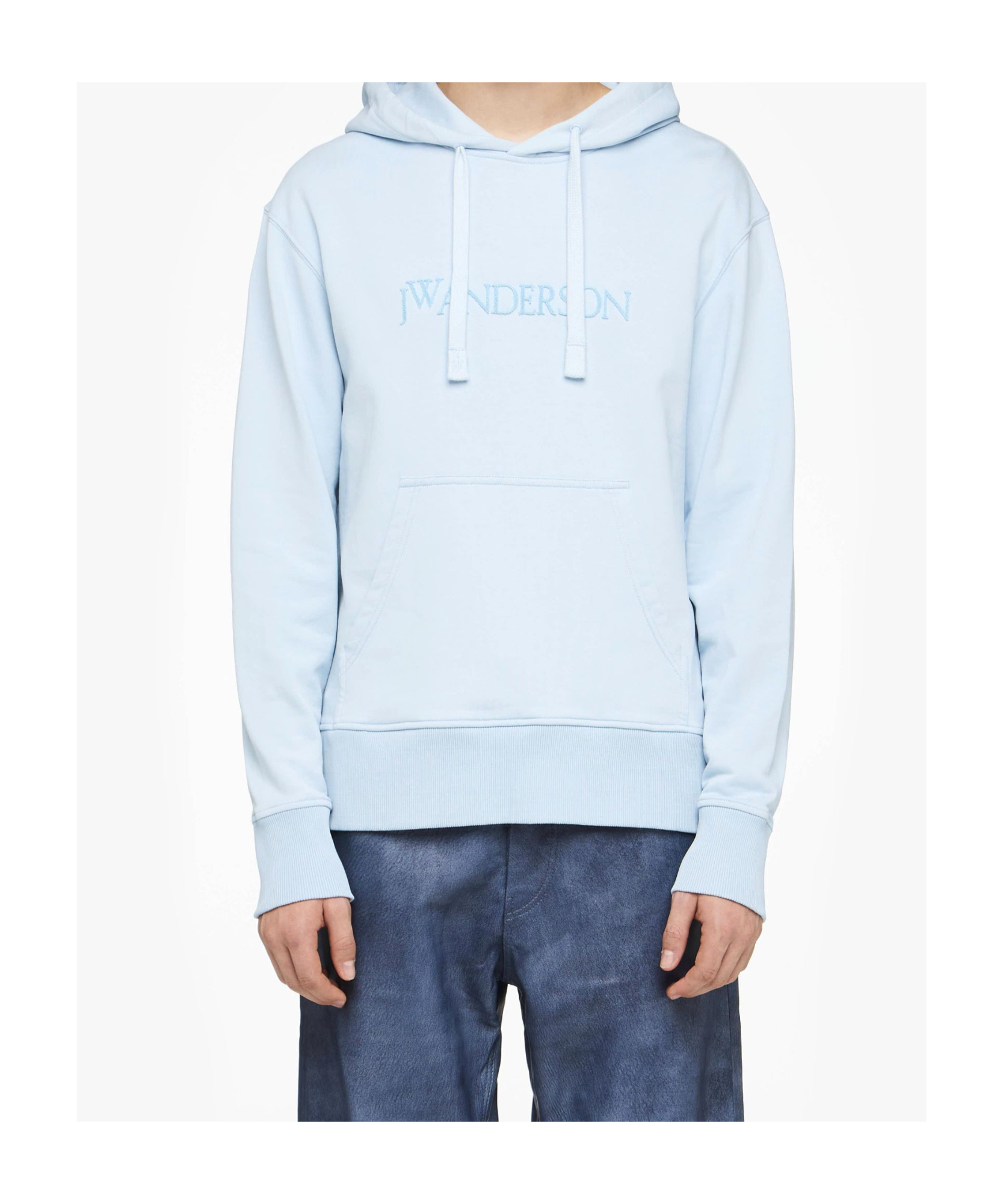 Jw Anderson Hooded Sweatshirt With Logo And Pouch Pocket In Blue