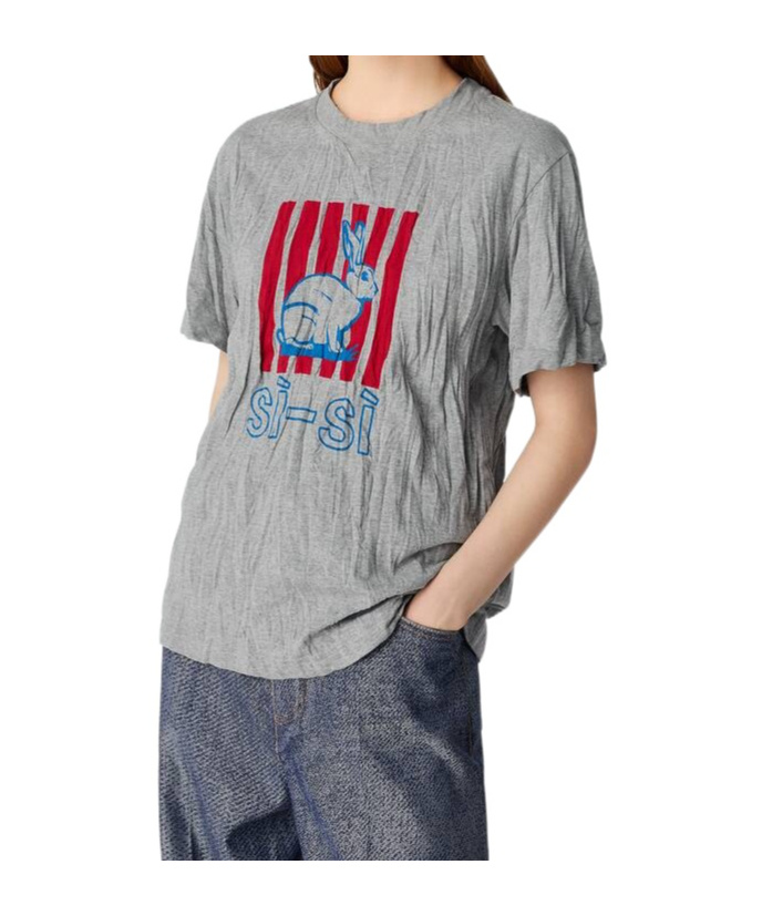 Bottega Veneta Bedrucktes T-shirt Mit Crushed-effekt Aus Baumwolljersey In Gray