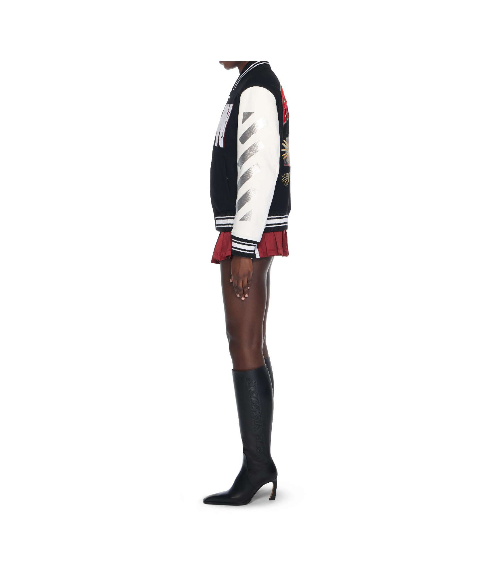 Off-white Wo Soundsystem Varsity Jacket In Black
