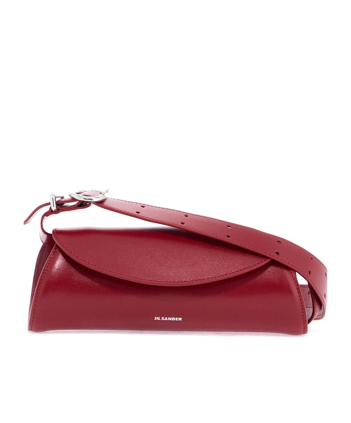 Jil Sander Cedar Red Mini Cannolo Leather Crossbody Bag In Red