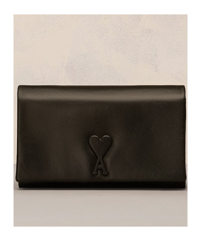 Ami Alexandre Mattiussi Ami Paris Ami De Coeur Logo Plaque Foldover Top Shoulder Bag In Black