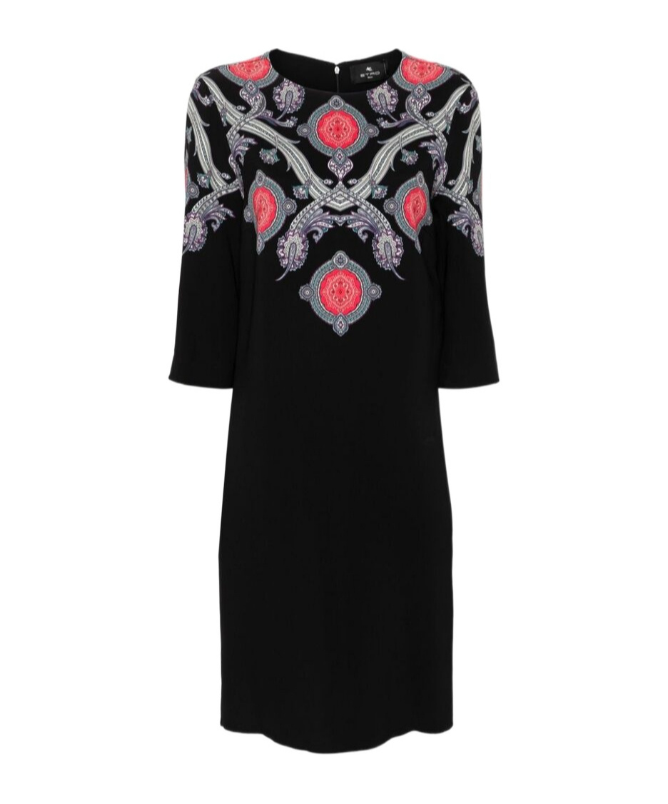 Shop Etro Print Dress In Black