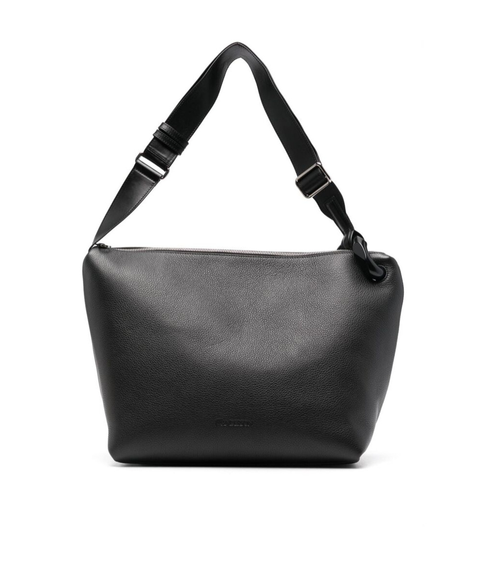 Jw Anderson Small Corner Leather Shoulder Bag In Black