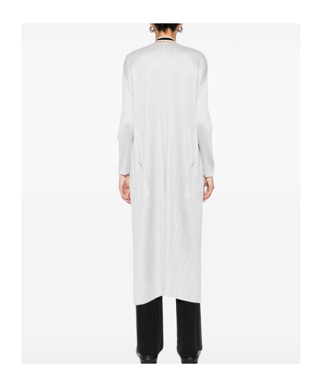 Issey Miyake Pleats Please  Pleated Long Cardigan In White