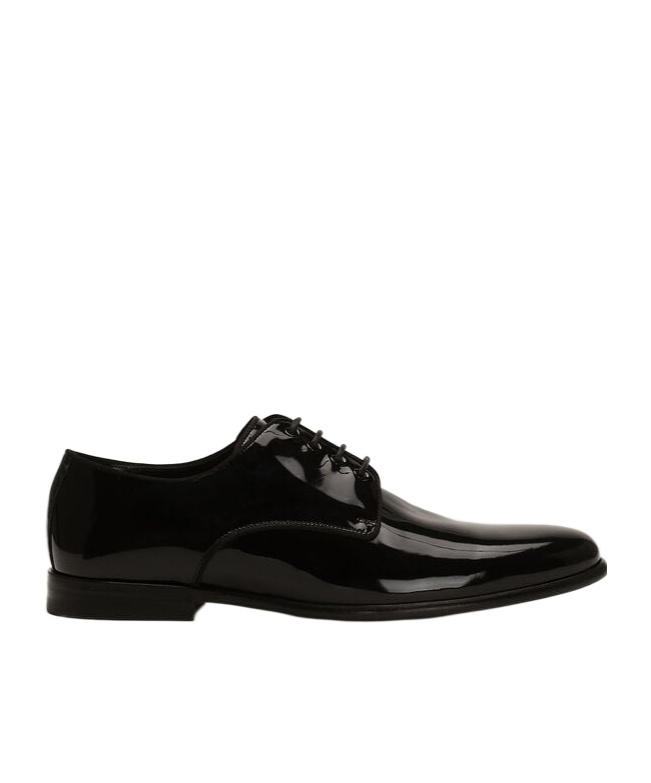 Dolce & Gabbana Black Leather Raffaello Lace-up Shoes In Black