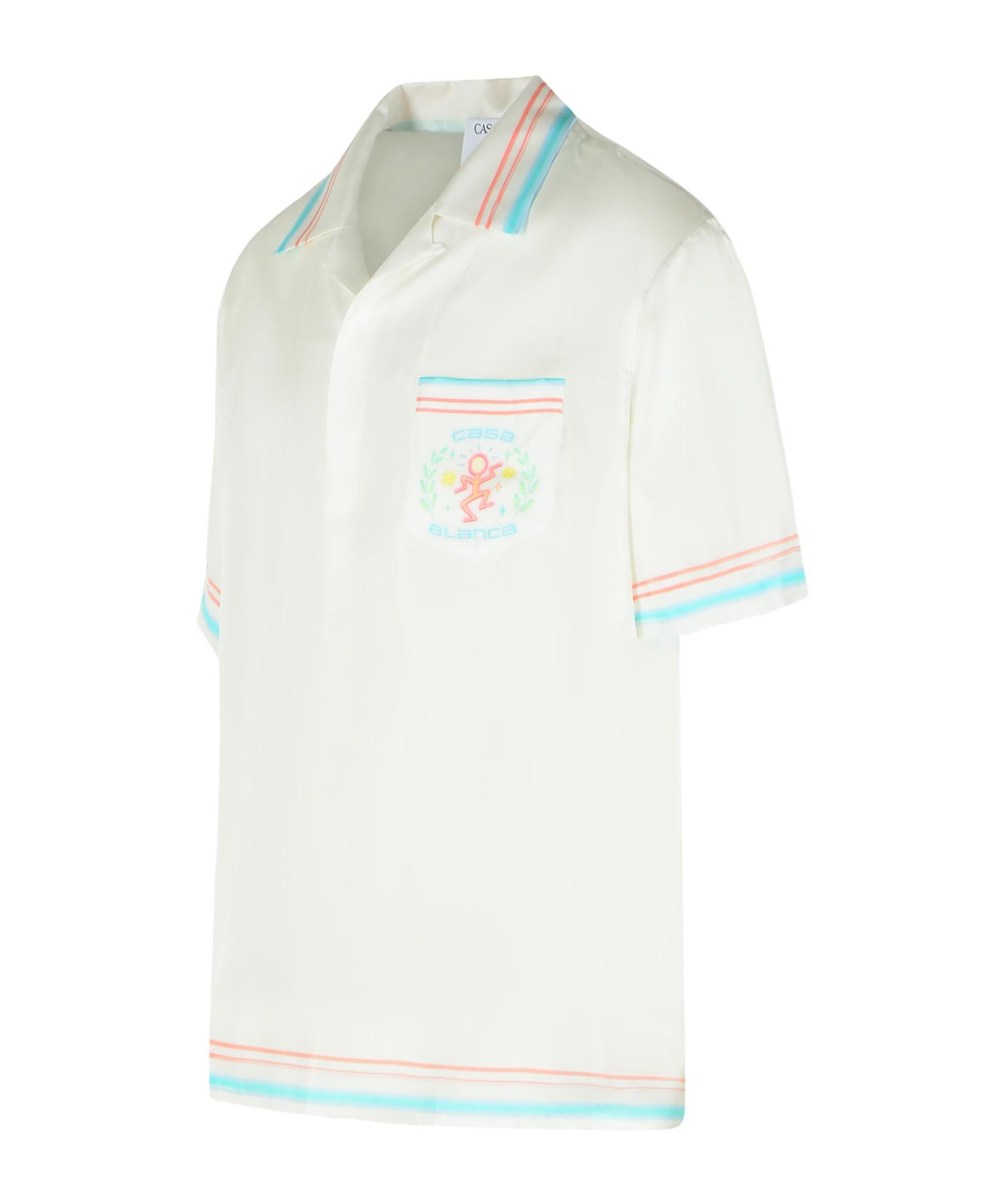 Casablanca Joyful Dance Silk Short Sleeve Shirt In White