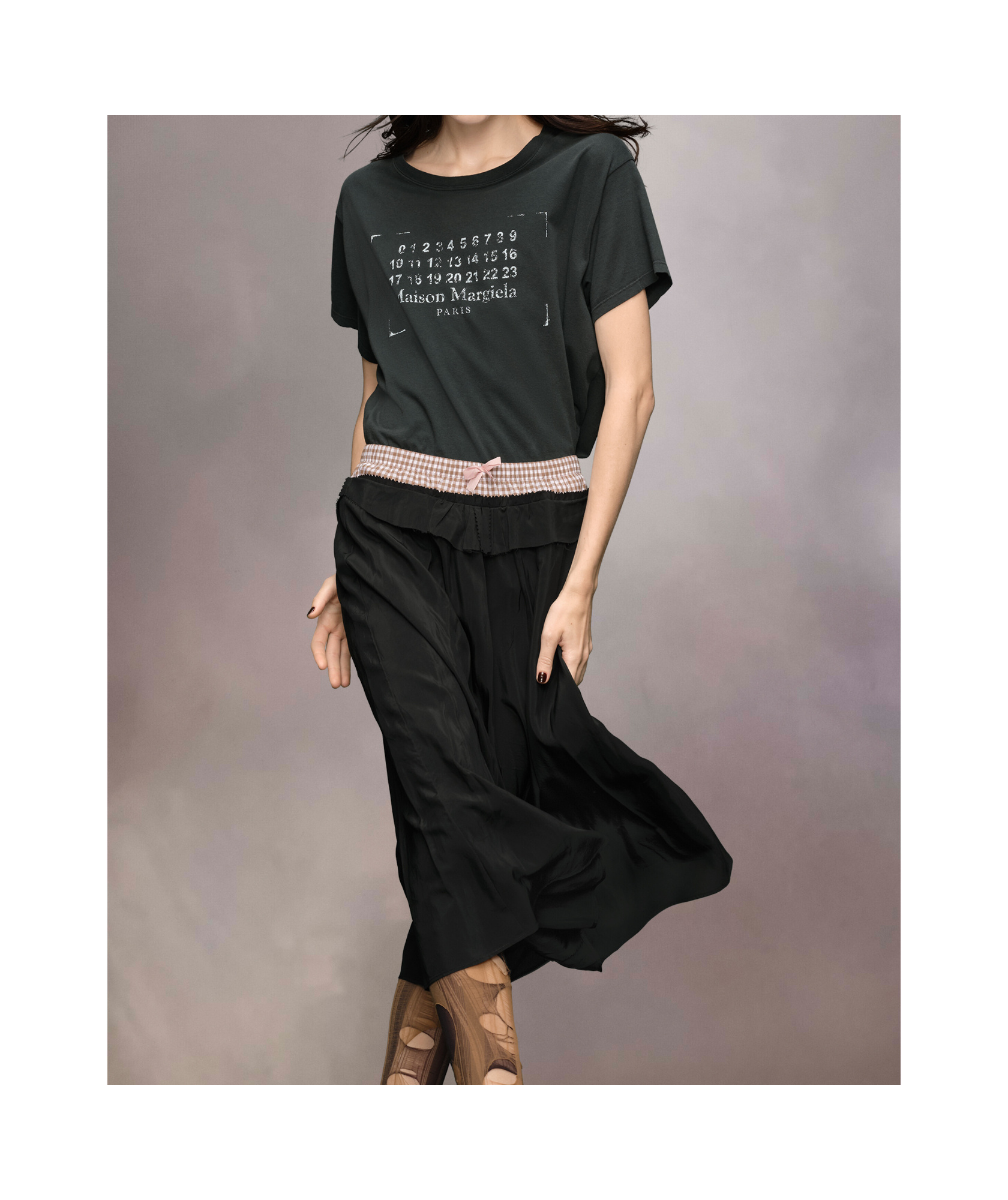 Maison Margiela Cotton Crew Neck T-shirt With Logo Print In Black