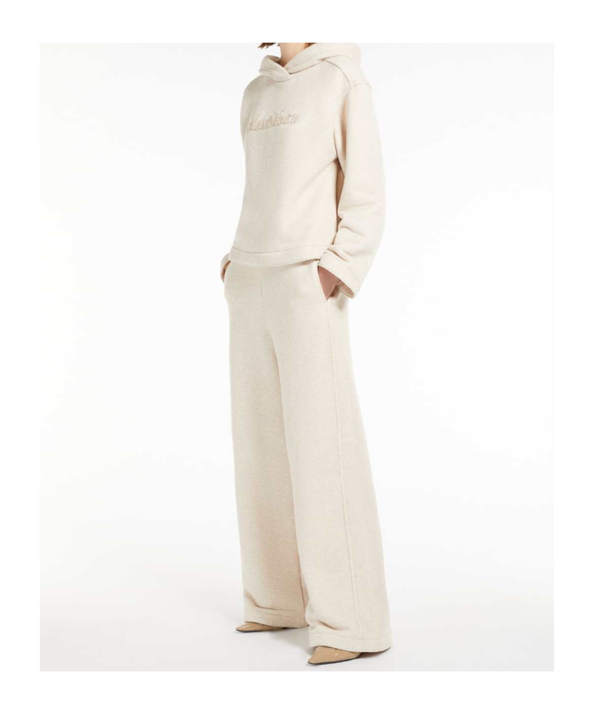 Max Mara Elastic Waist Casual Pants In White