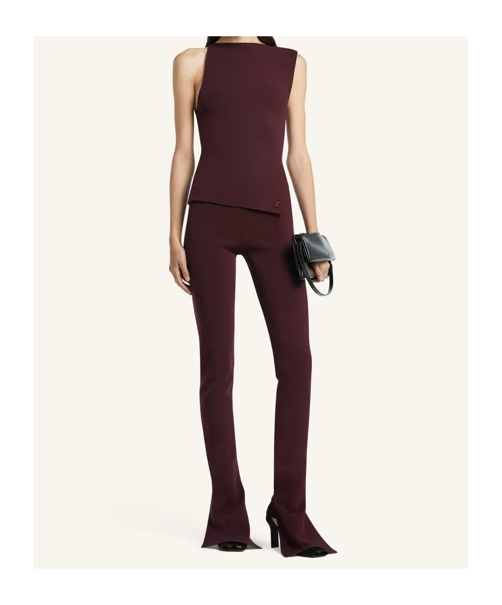 Courrèges Bootcut Interlock Trousers In Burgundy
