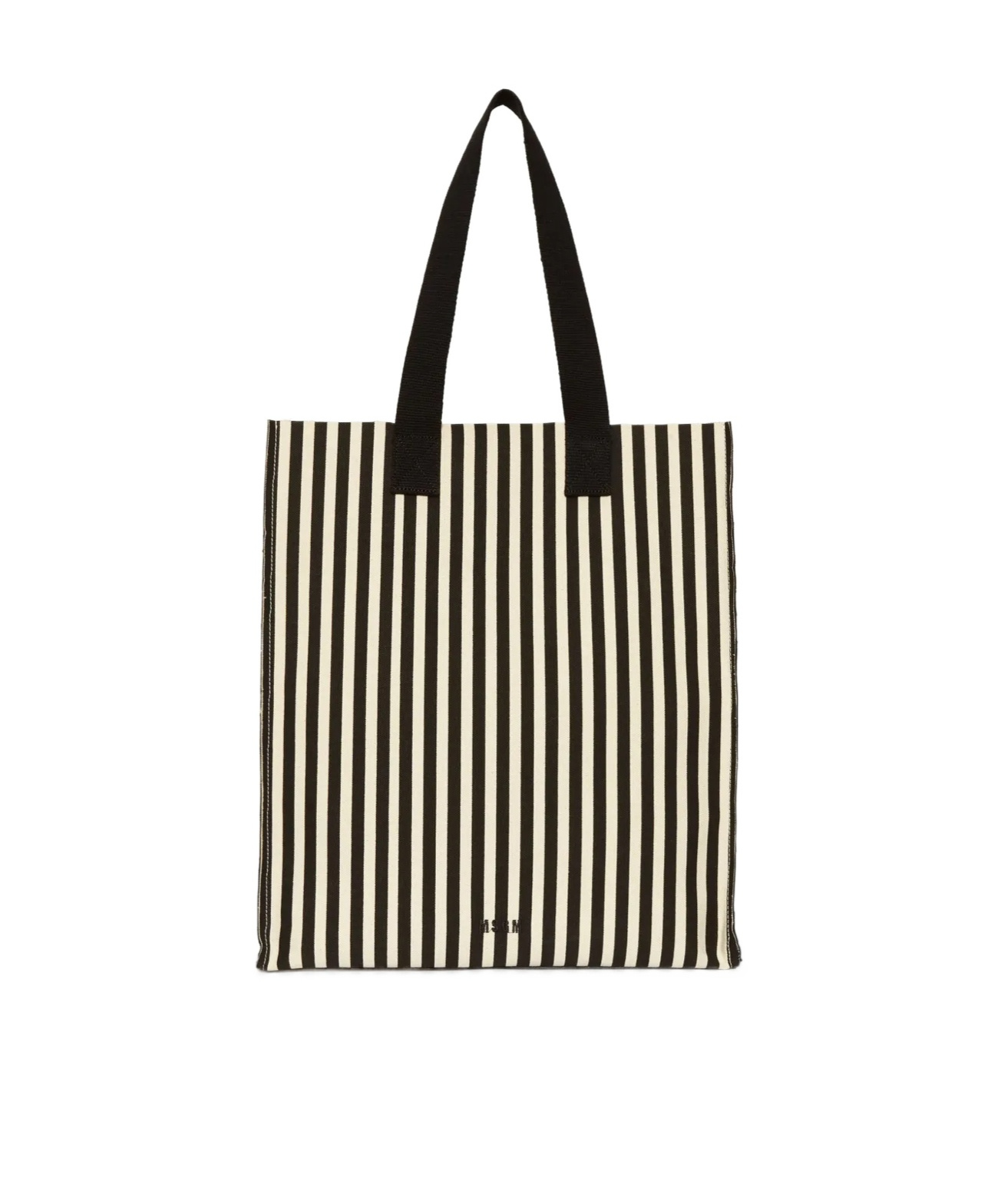 Msgm Striped Tote Bag In Black