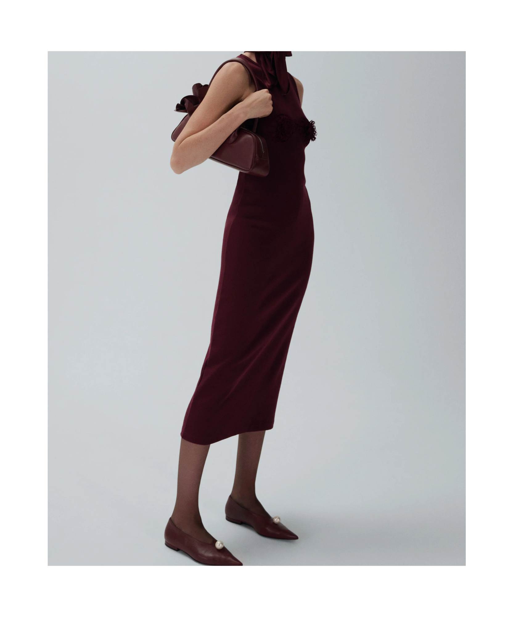 Magda Butrym Crochet Bra Cotton Tank Dress In Bordeaux In Bordeaux
