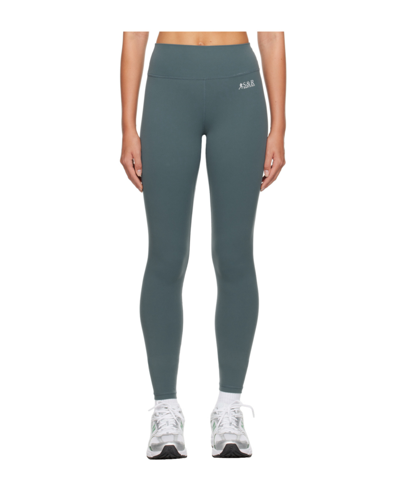 Sporty And Rich Logo Stretch Leggings In Green