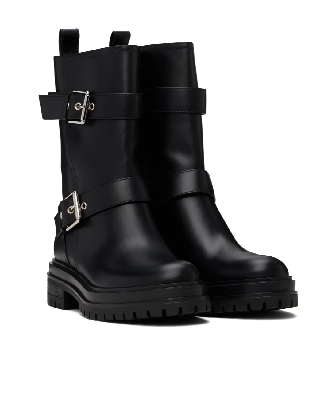 Gianvito Rossi Black Leather Biker Boots In Black