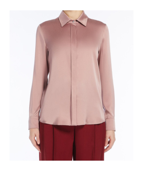 Max Mara Studio Pink Stretch Satin Baden Shirt In Nude