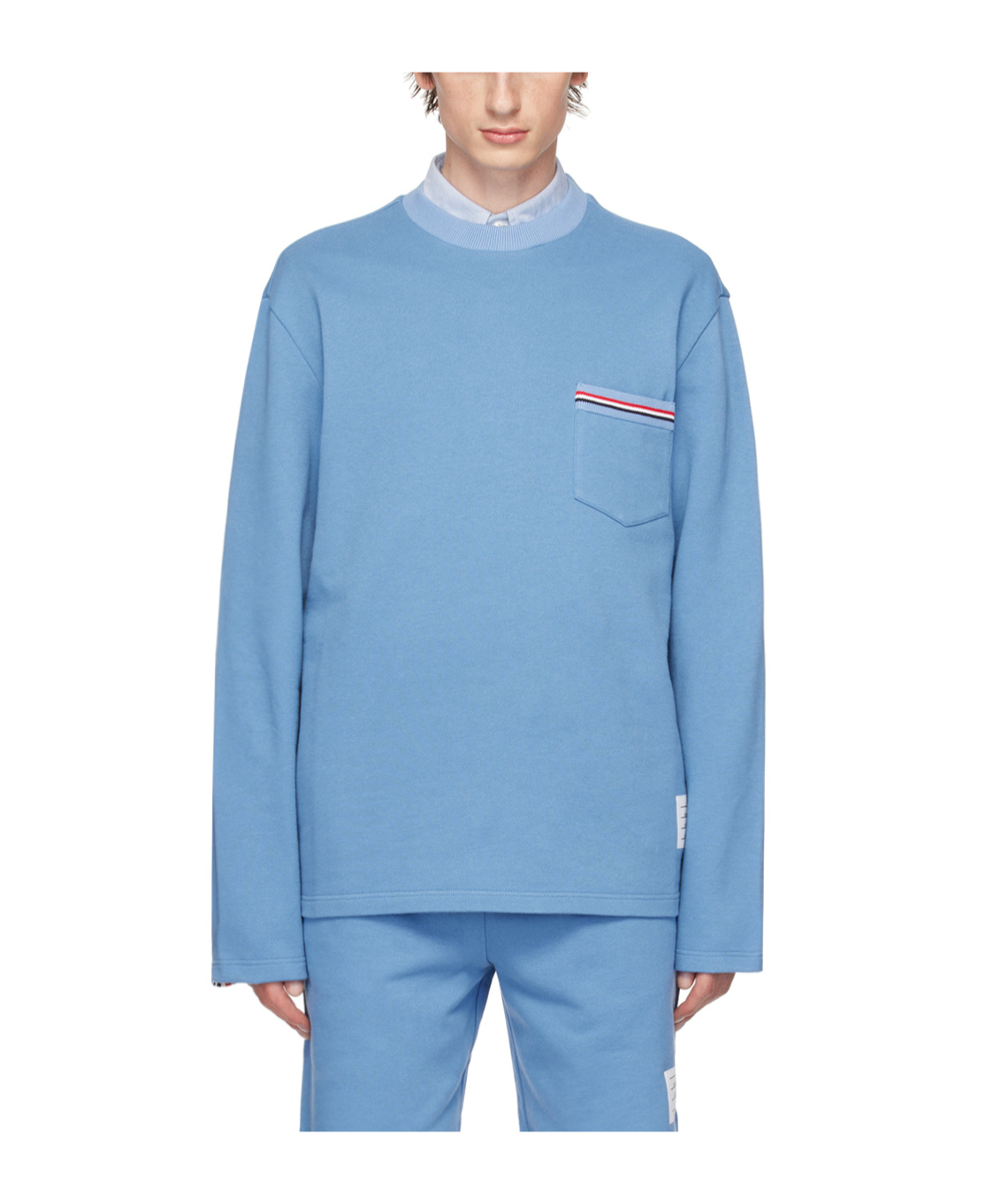 Thom Browne Man Sweatshirt Light Blue Size 5 Cotton In Blue