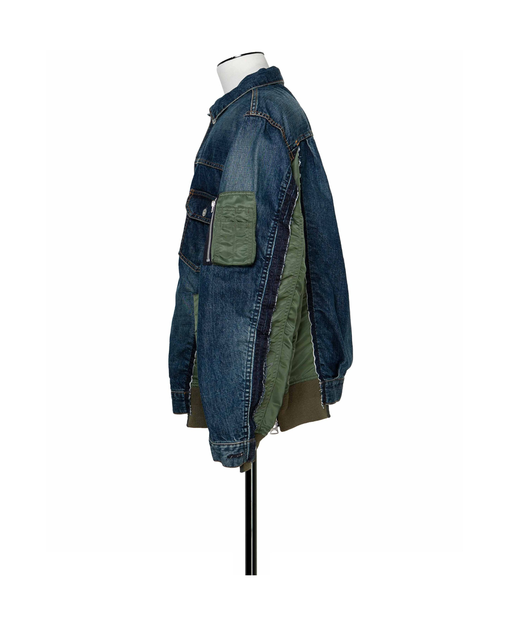 Sacai Blue & Khaki Nylon Twill Denim Jacket In Blue