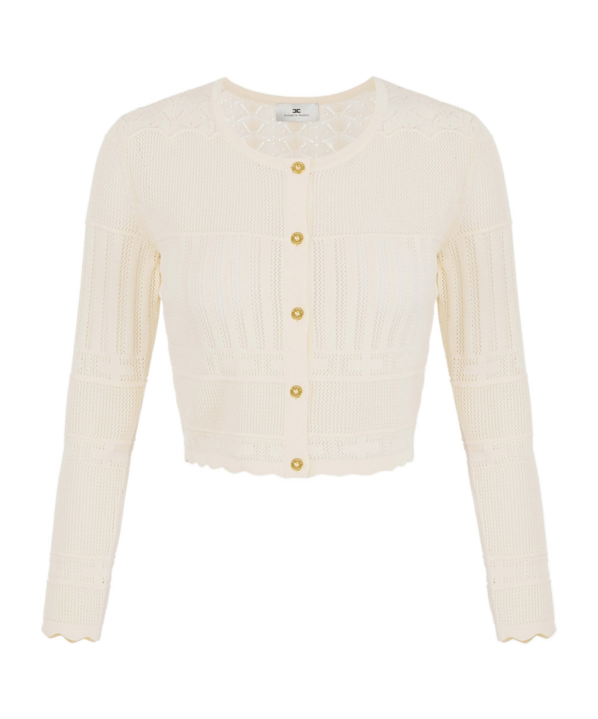 Shop Elisabetta Franchi Pointelle-knit Cardigan In White