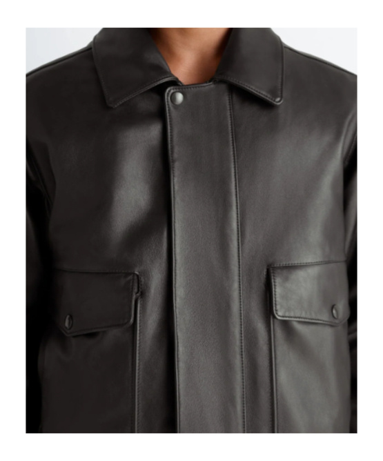 Lemaire Sheepskin-collar Leather Jacket In Brown