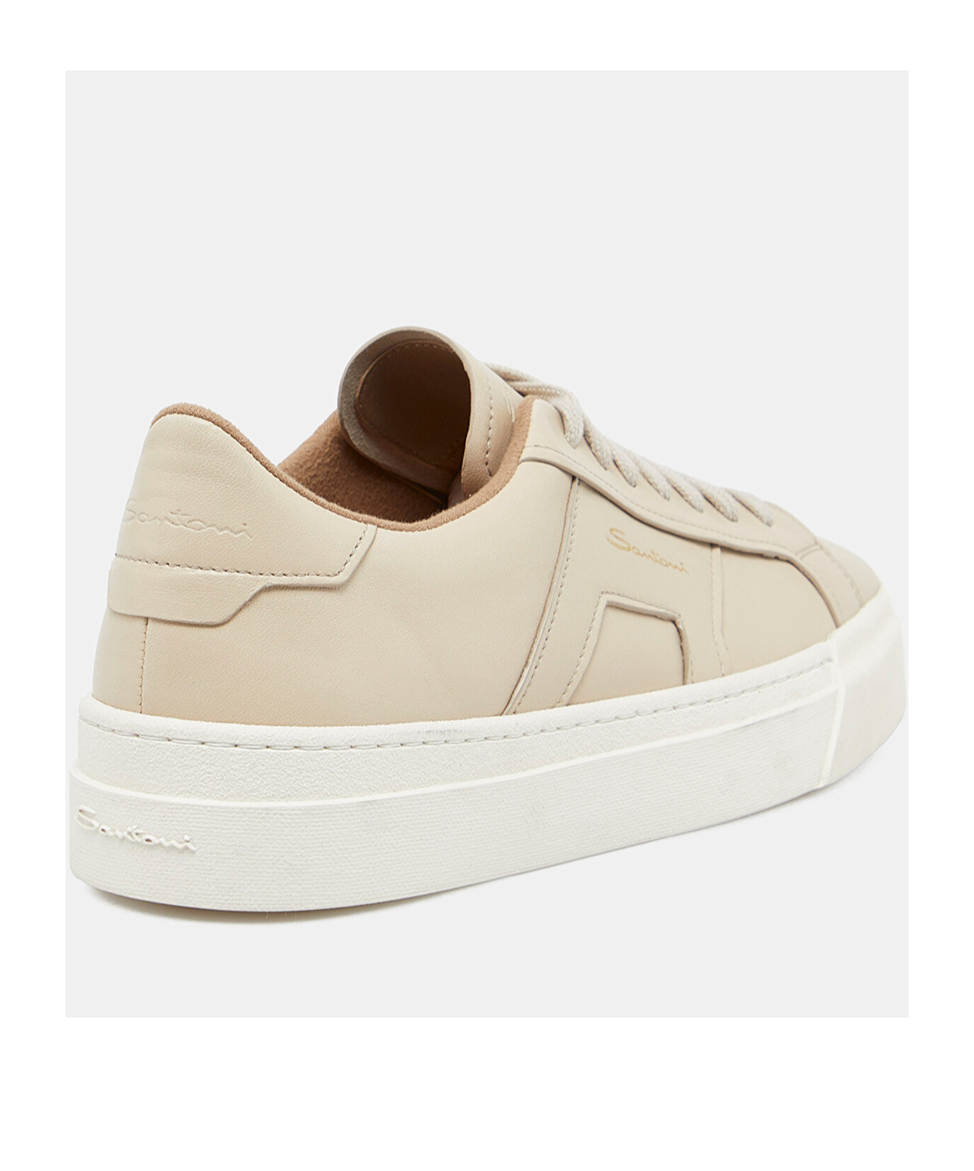 Santoni Double Buckle Sneakers In White