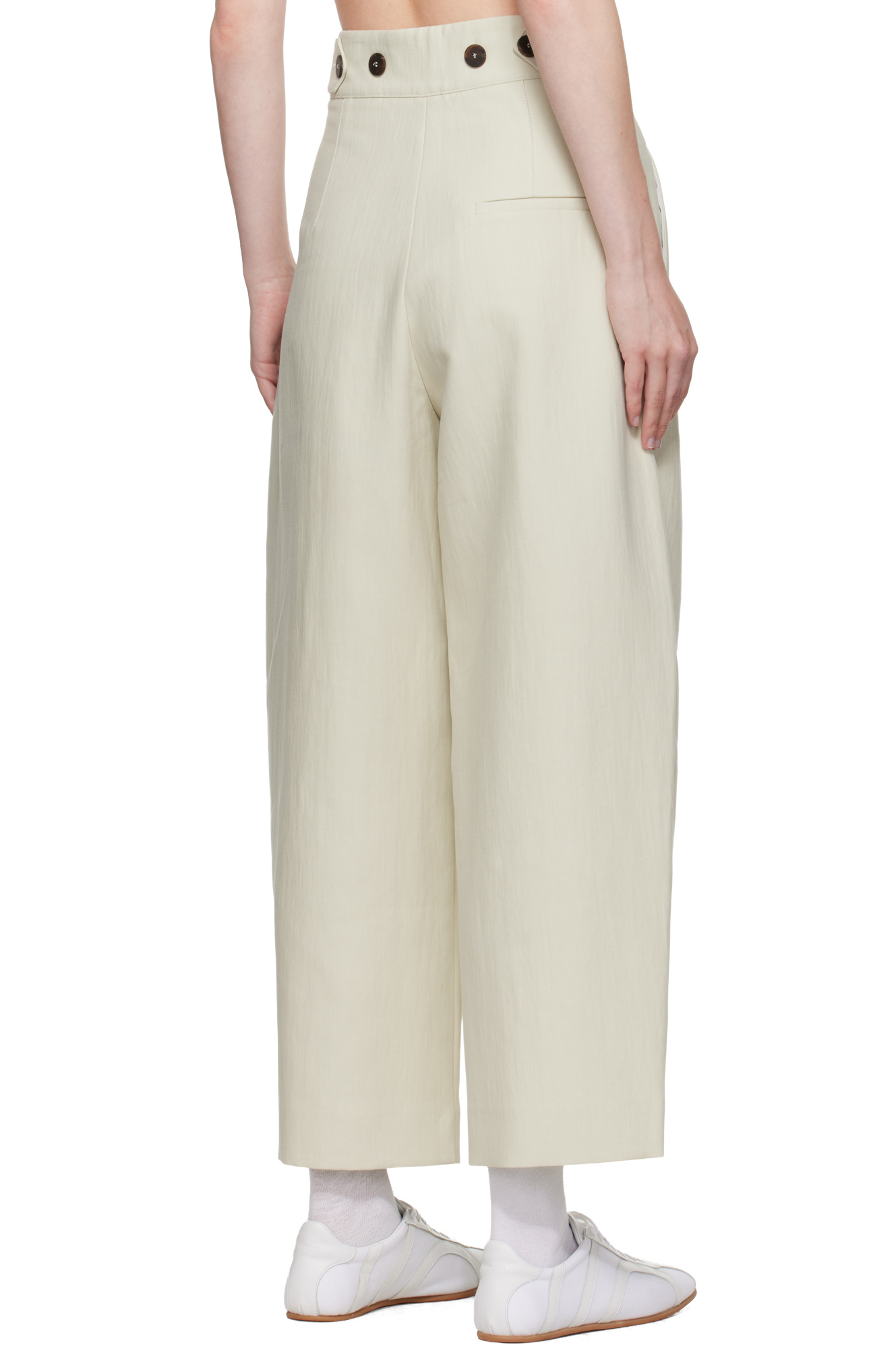 Studio Nicholson Beige Fellini Trousers In Gray