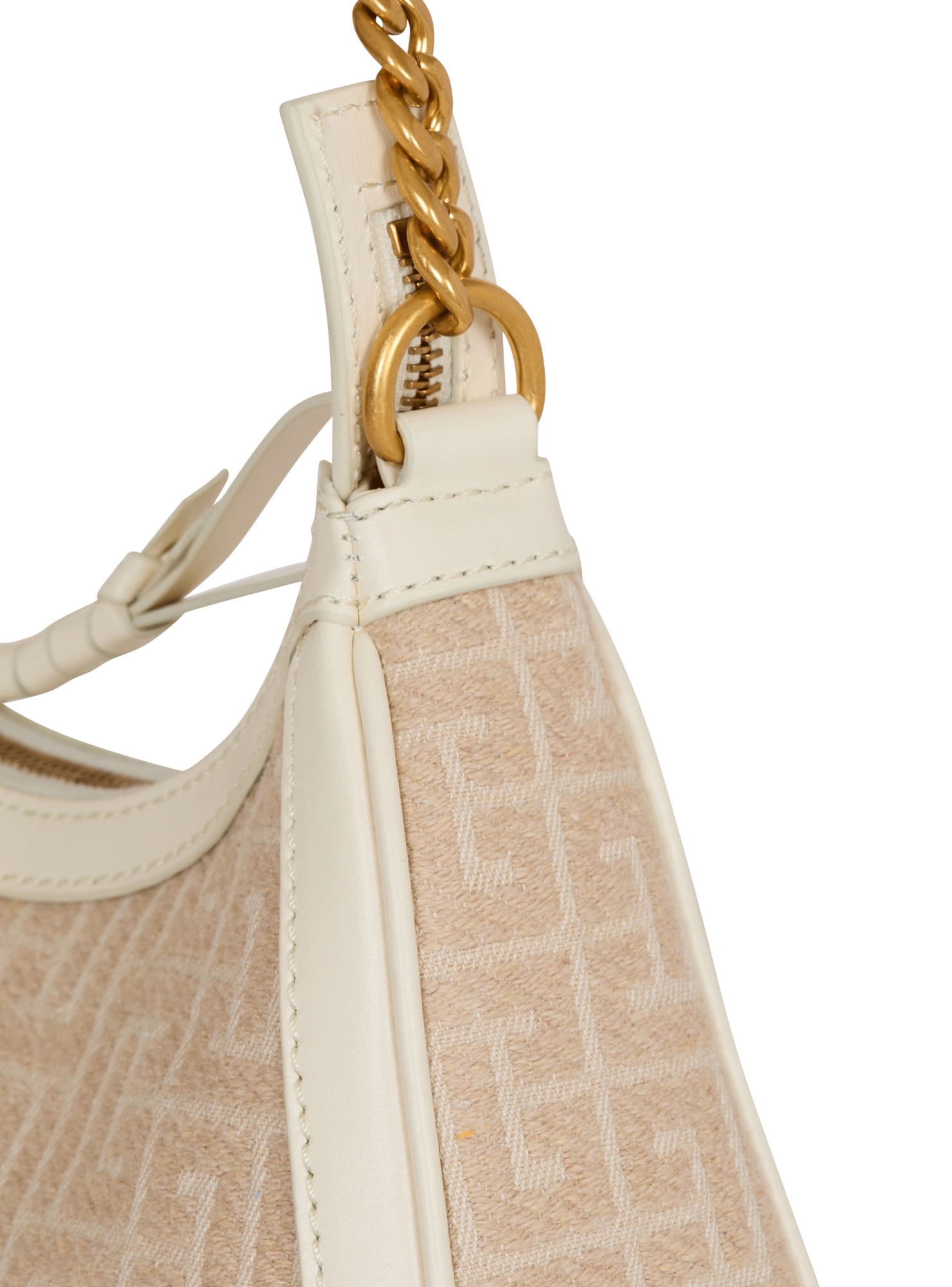 Balmain B-army Shoulder Bag In Monogrammed Jacquard Canvas And Leather
