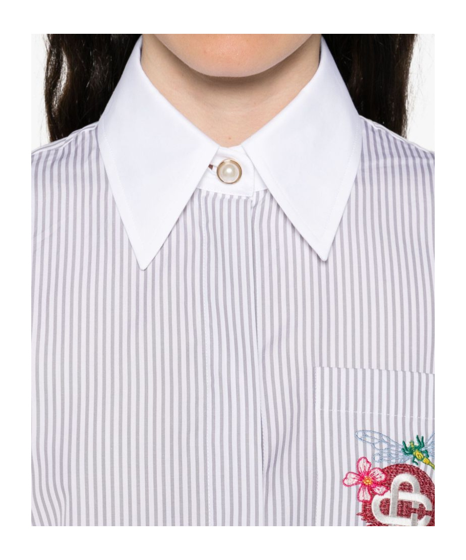 Casablanca Striped Embroidered Shirt In Gray