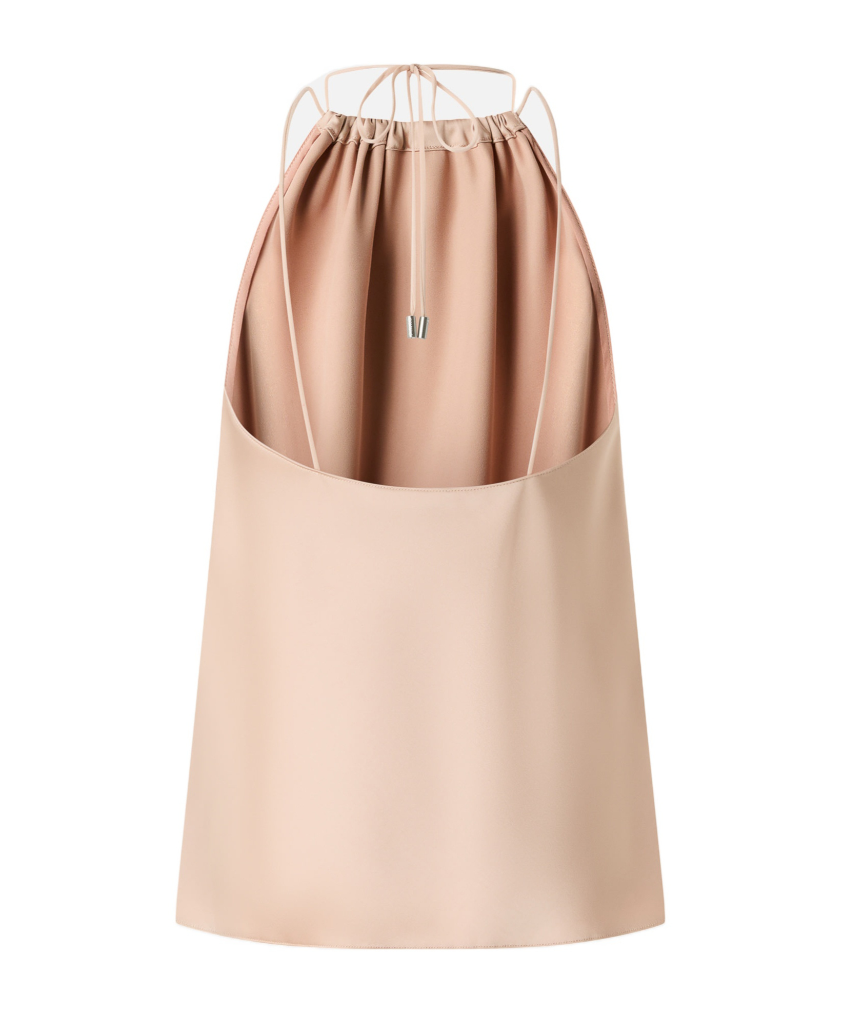 Pinko Carota Pink Sleeveless Top With Adjustable Spaghetti Straps And Ruched Neckline In Tech Fabric Woman In Neutral