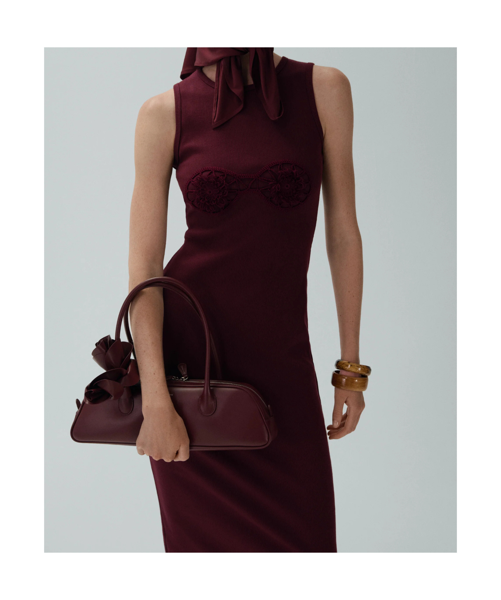 Magda Butrym Crochet Bra Cotton Tank Dress In Bordeaux In Bordeaux