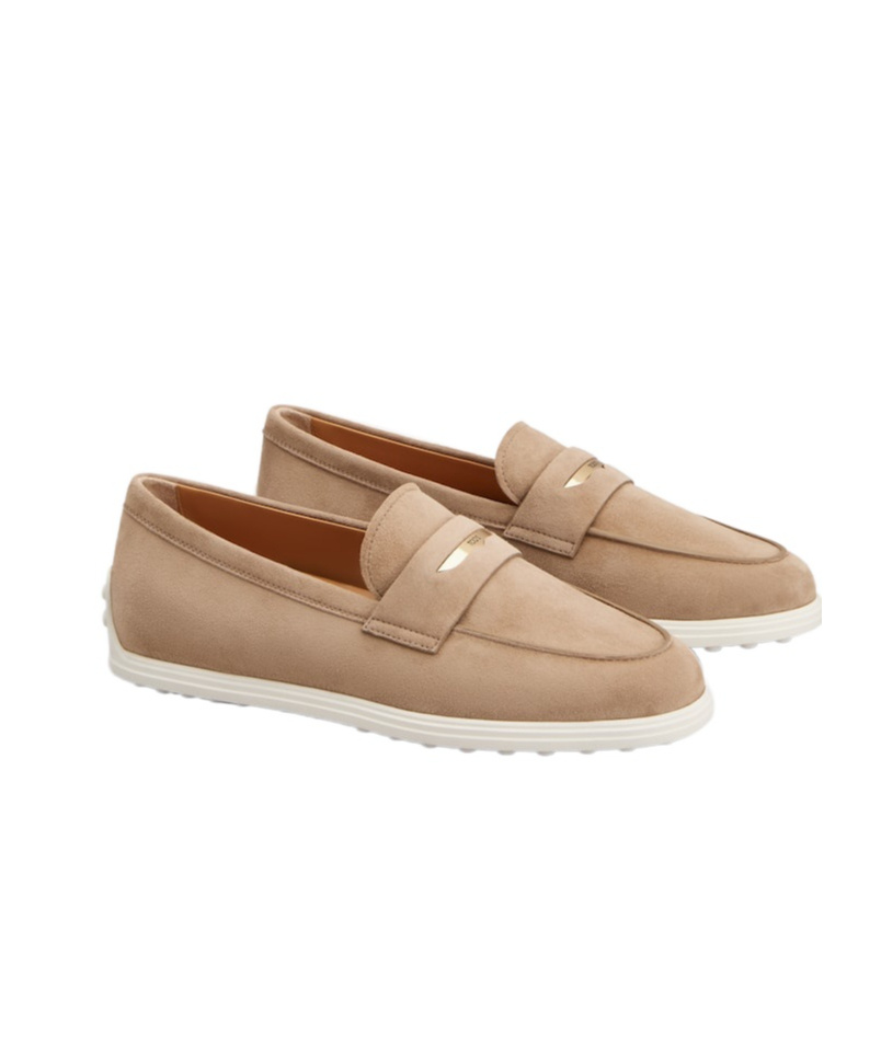 Tod's Round Head Loafer Shoes In Nude