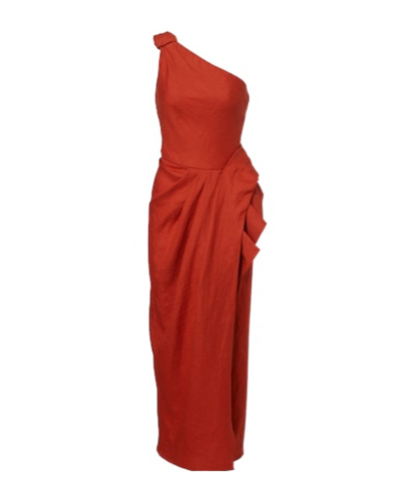Johanna Ortiz One-shoulder Linen Gown In Red