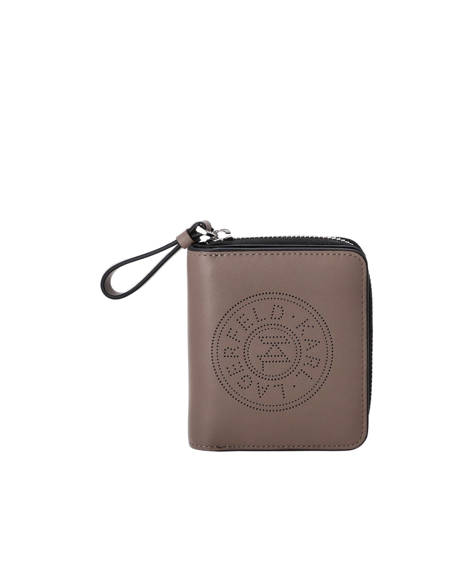 Karl Lagerfeld Round Zipper Wallet In Brown