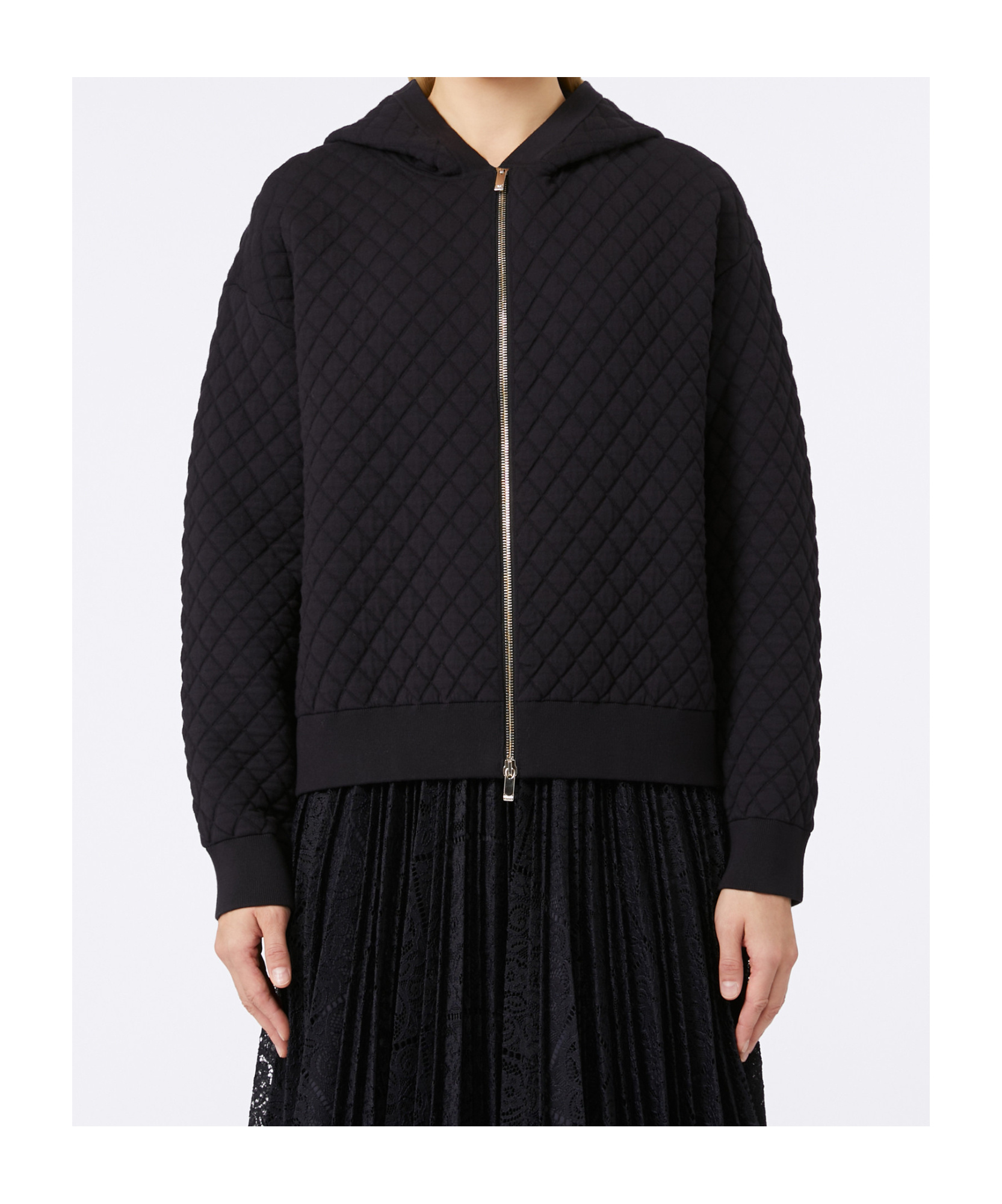 Max Mara Viscose Yarn Bomber Jacket In Black
