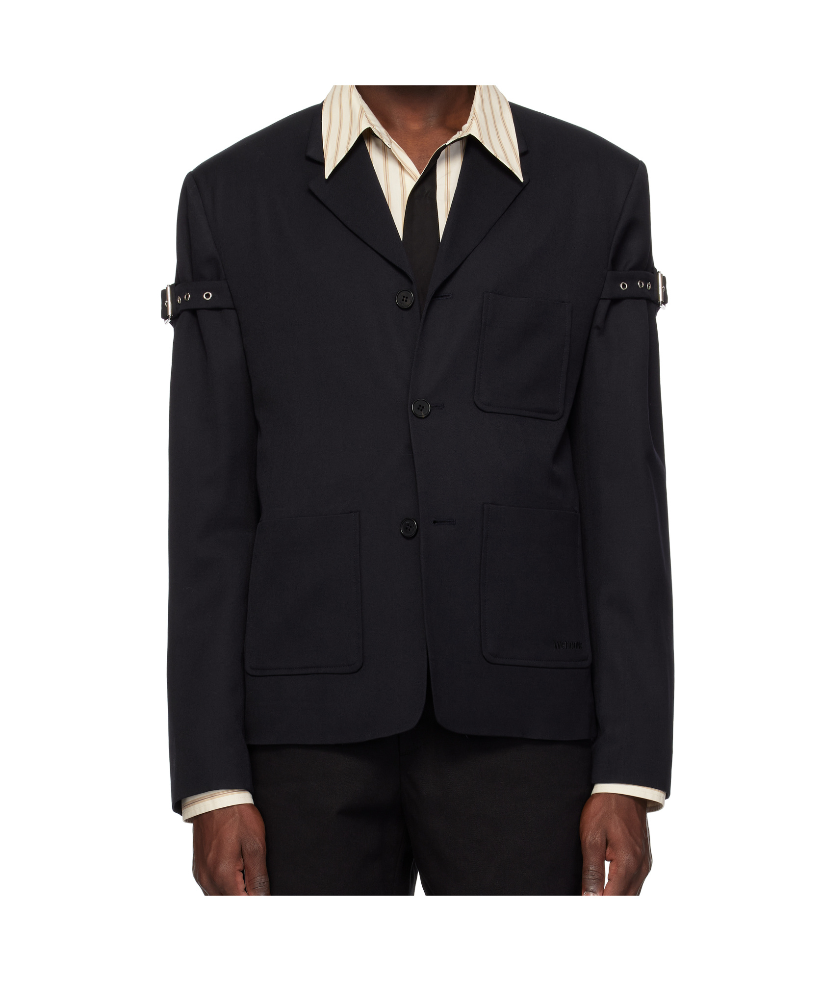 We11 Done Lapel Long-sleeved Suit Jacket In Black
