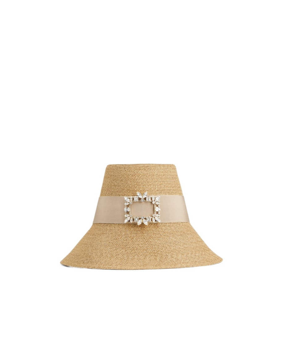 Roger Vivier Broche Vivier Hat In Raffia In Brown
