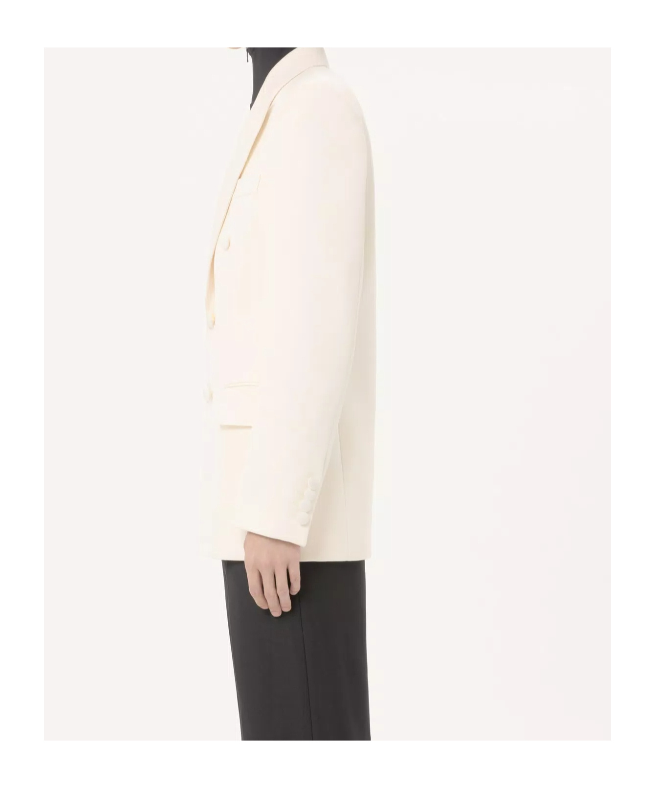 Valentino Double-breasted Peak-lapel Blazer In Neutral