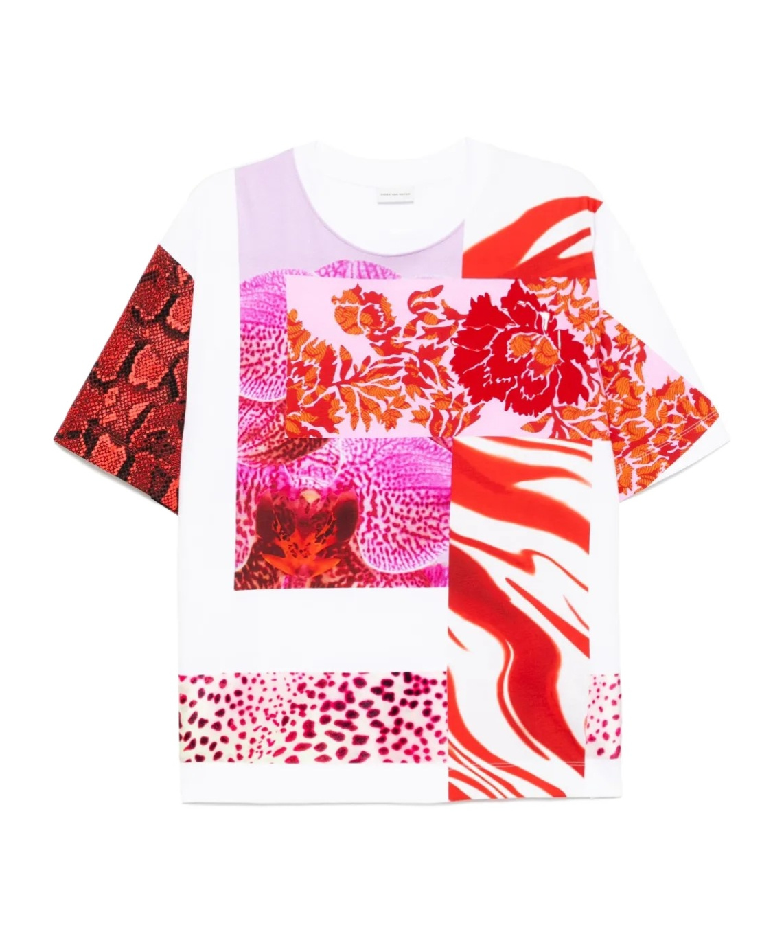 Dries Van Noten Womens White Contrast-panels Round-neck Cotton-jersey T-shirt Xs In White