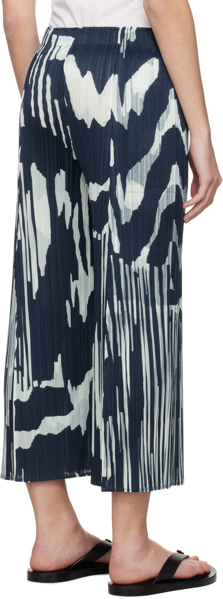 Issey Miyake Elastic Waist Casual Pants In Blue