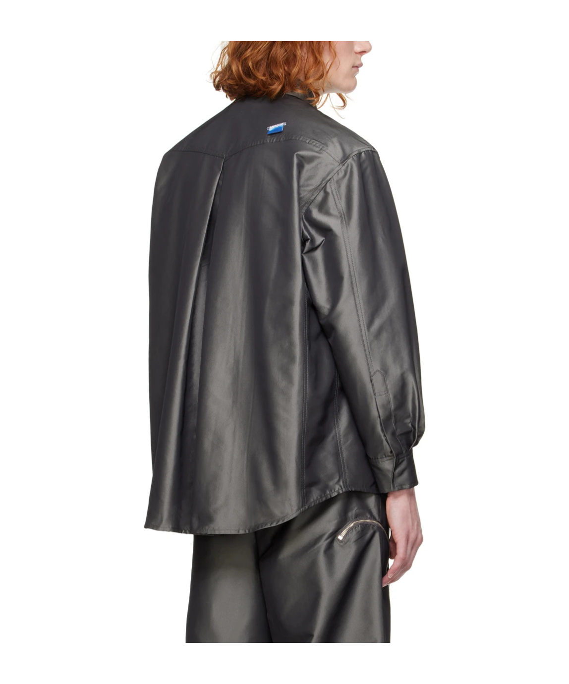 Ader Error Square Collar Zipper Shirt In Black