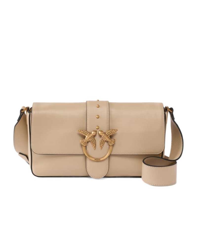 Shop Pinko Love Bag Large Shoulder Bag In Nude