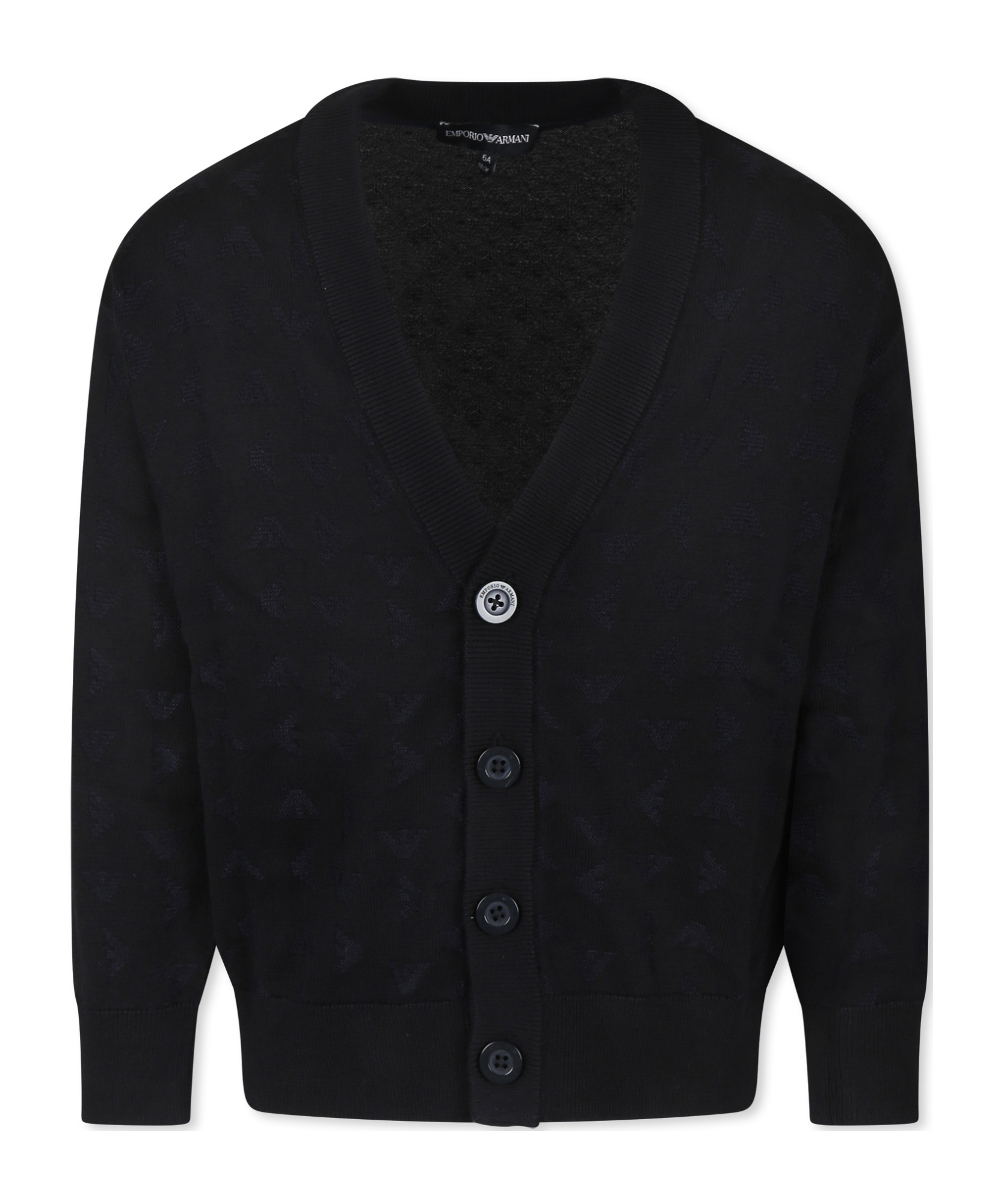 Emporio Armani Long-sleeved Knitted Cardigan In Black