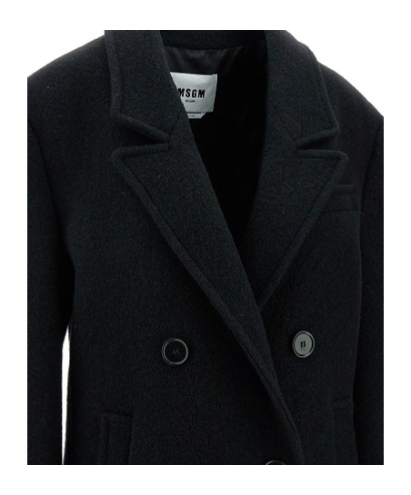 Msgm Long-sleeved Double-breasted Casual Jacket In Black