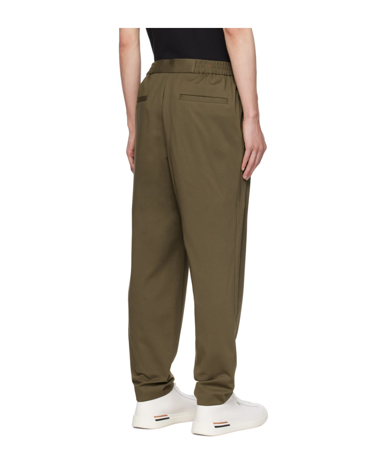 Hugo Boss Stretch Fabric Pleated Casual Pants In Brown