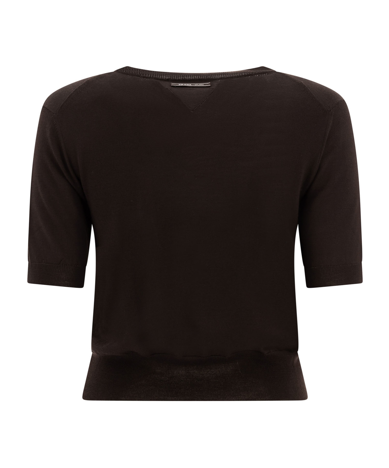 Prada V-neck Short-sleeved T-shirt In Brown