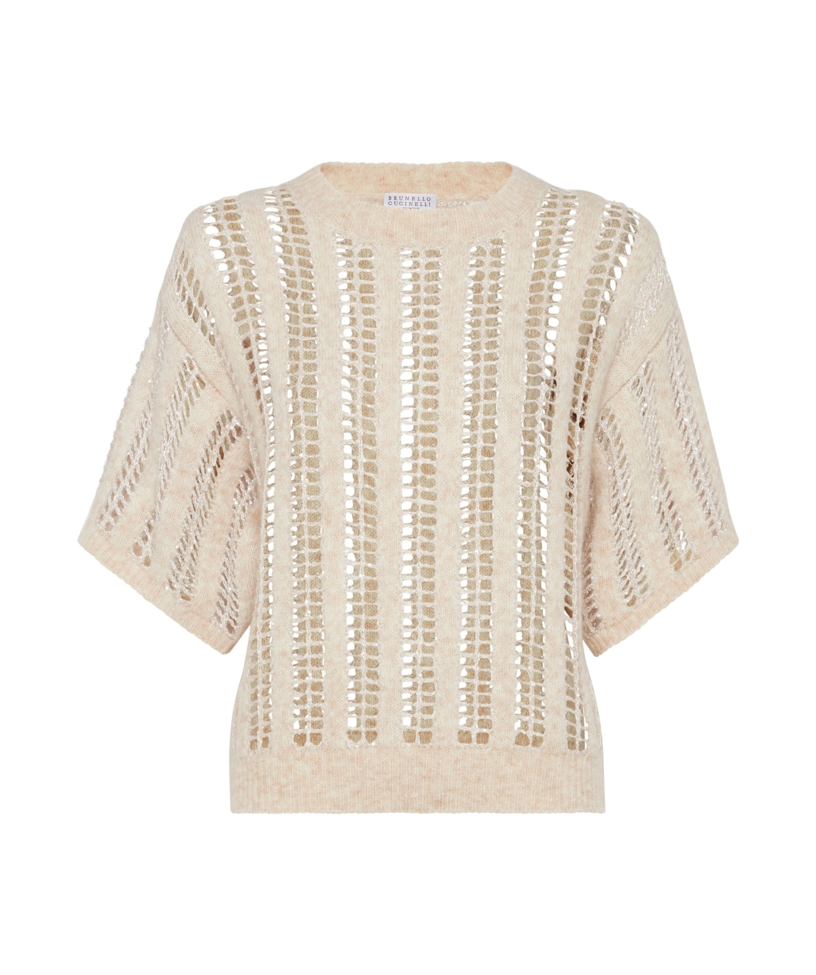 Brunello Cucinelli Wool-mohair Blend Crochet Sweater In Nude