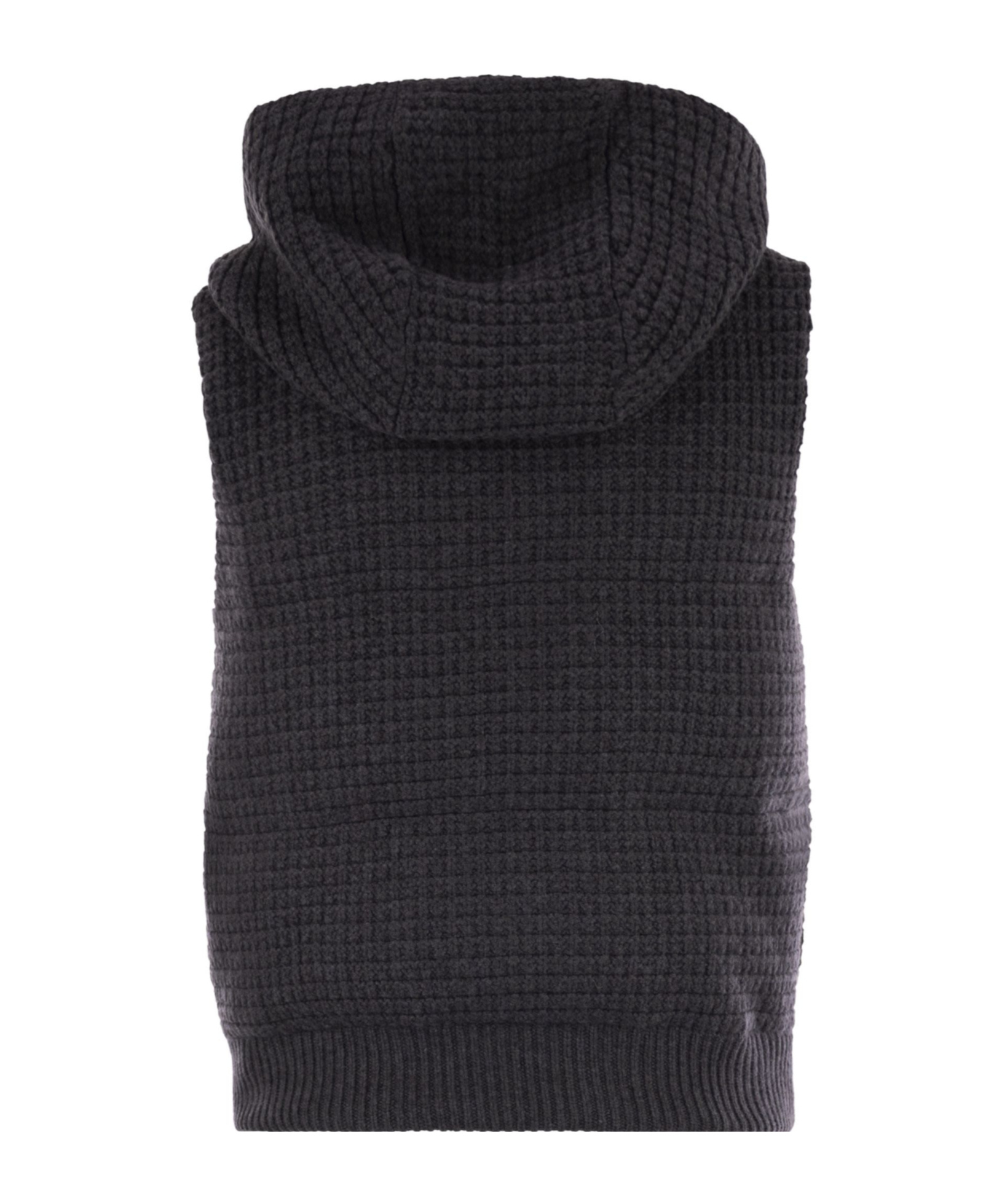 Fabiana Filippi Short Hooded Vest With Textured Knit And Zipper Closure In Black