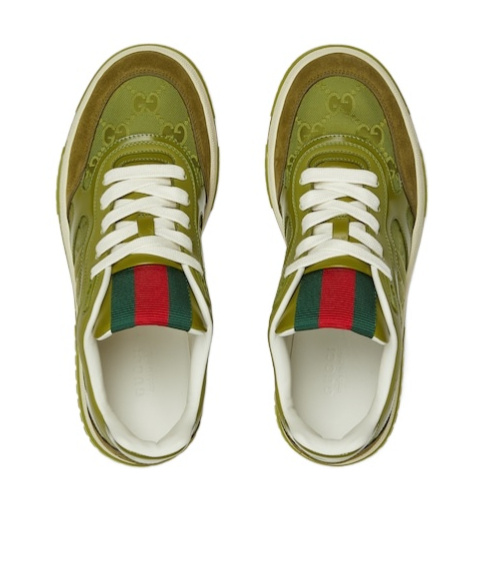 Gucci Re-web Sneaker In Green Gg Fabric Women