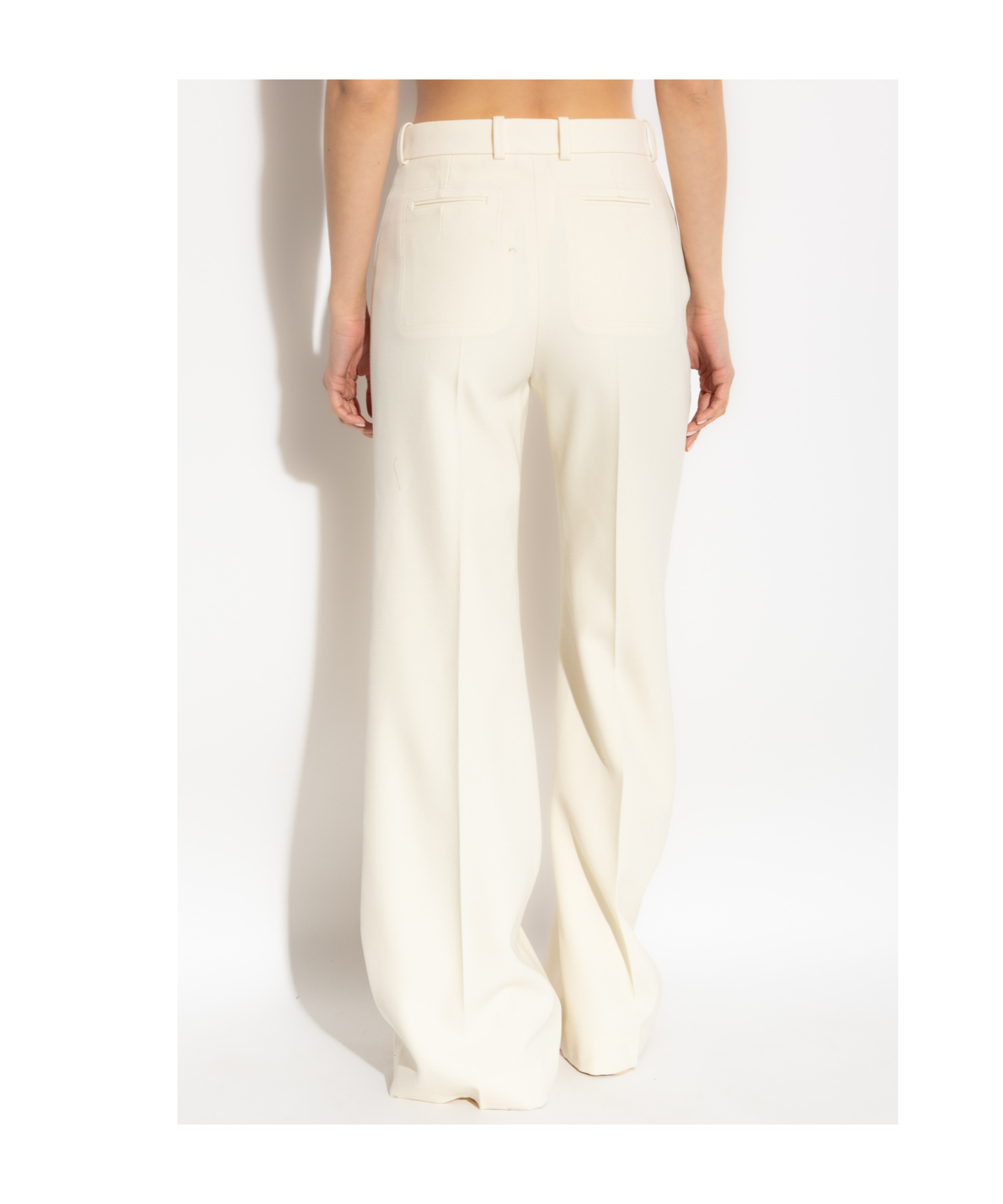Shop Chloé Flared Trousers In Nude