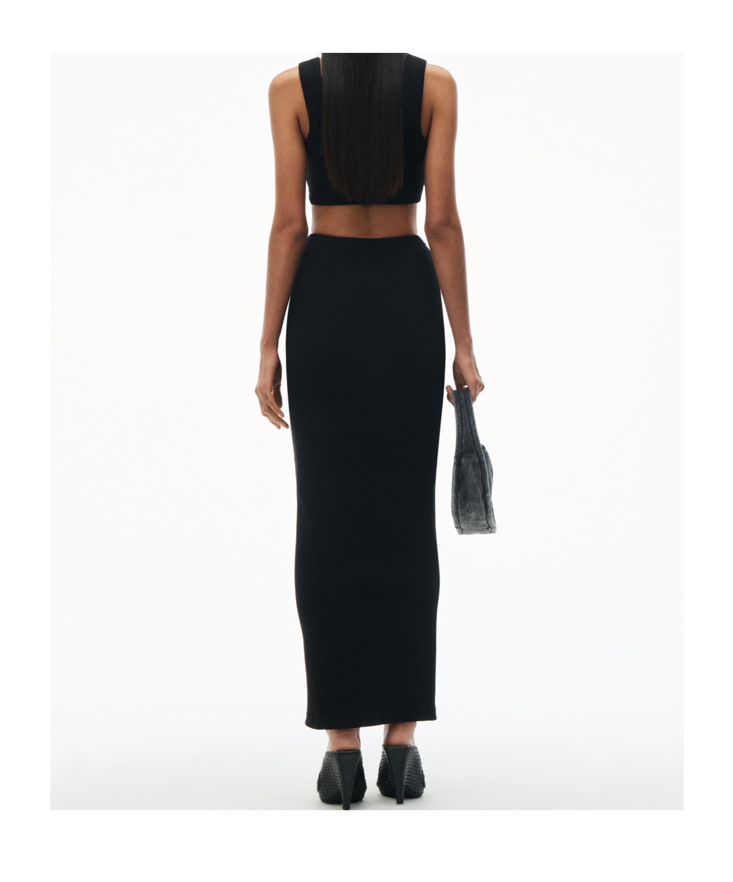 Alexander Wang Logo Maxi Skirt In Black