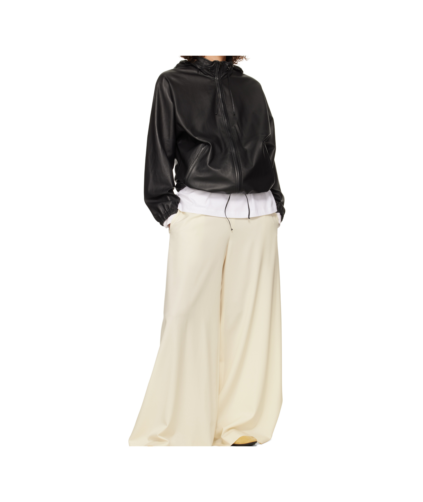 The Row Jilly Oversized Leather Bomber Jacket In Black